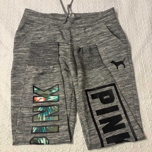 PINK size medium logo jogger sweat pants with Hawaiian floral print - Picture 7 of 9